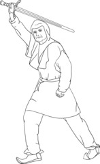 vector - Knight with scimitar isolated on background