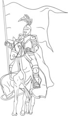 Fototapeta na wymiar vector - knight on horse isolated on background
