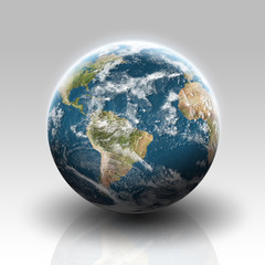 Globe on a grey background - planet earth