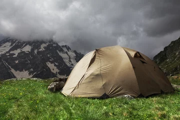 Wall murals Mountaineering Tent in mountains