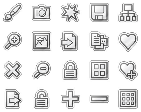 Image library web icons, grey sticker series