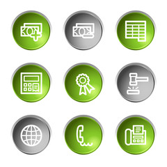 Finance web icons set 2, green and grey circle buttons series