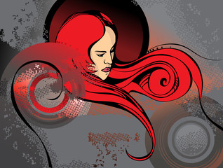Vector portrait of a woman on abstract background