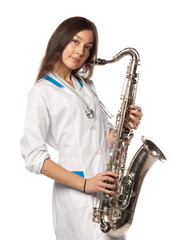Sexy doctor with saxophone