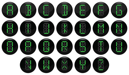 Digital alphabet black icon set individually layered