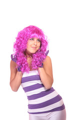 Portrait of a young woman, making a silly face