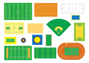 Colection of indoor and outdoor sports fields