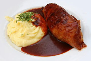 Kohlroulade mit Kartoffelbrei