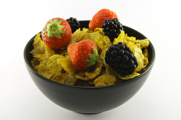 Cornflakes and Fruit in a Bowl