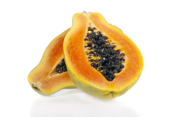 Sliced papaya isolated on a white background