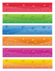 Fototapeta premium Colorful banner set with water drops on them