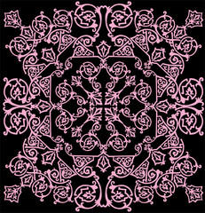 pink on black curled square