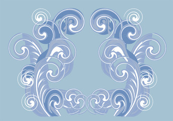 blue and white curled background