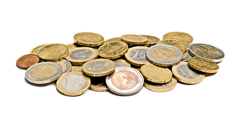 Euro coins isolated on white background