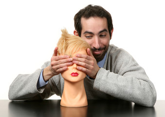 man and doll