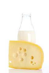 Cheese and milk bottle