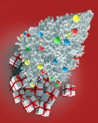 cadeau de noel et sapin