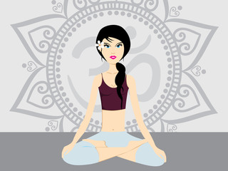 illustration of sexy girl in yoga pose