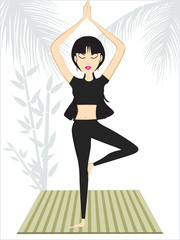 vector illustration of girl doing yoga