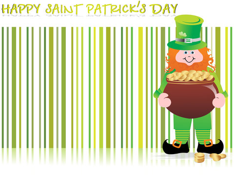 A Leprechaun Protecting His Pot Of Gold, Vector