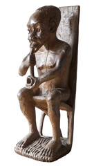 Fototapeta na wymiar African traditional statuette of old man smoking pipe - Gabon