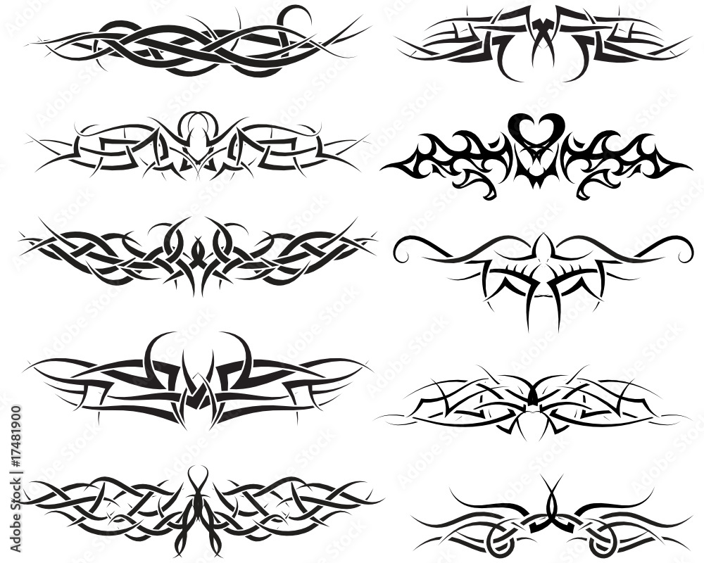 Poster tribal tattoos set