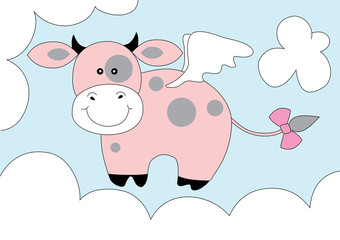 cute fantasy pink cow