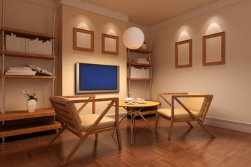 3d rendering interior of a living room
