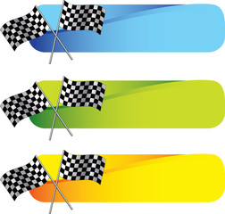 Racing checkered flags on colored tabs