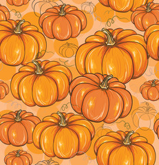 Seamless background with pumpkins