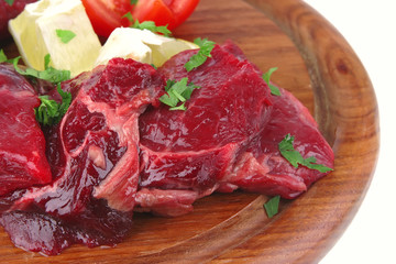 uncooked small beef chunks