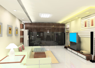 a living room in the apartment