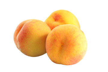 Ripe peaches isolated on white background