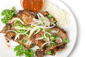 Closeup of shish kebab