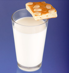 Breakfast of milk with cookies
