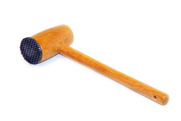 Kitchen toolsl. Wooden hammer isolated on white background