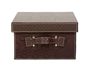 fancy leather suitcase over white background