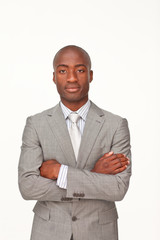 Confident Afro-American businessman with folded arms