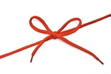 Red shoelace with bow
