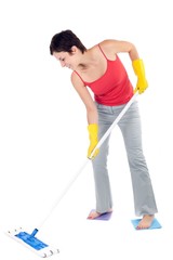 woman cleaning floor