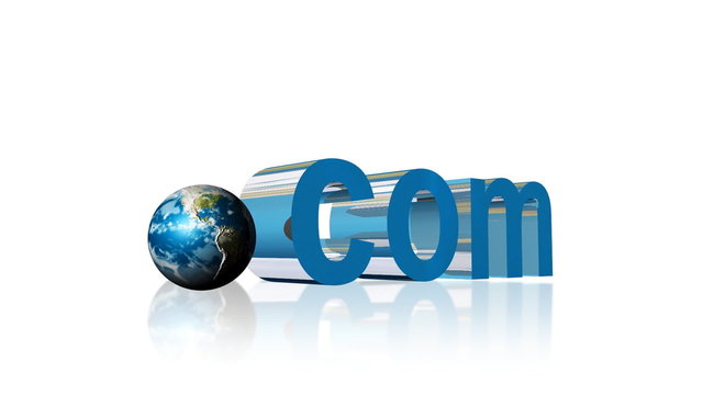 Dot com website address in 3D