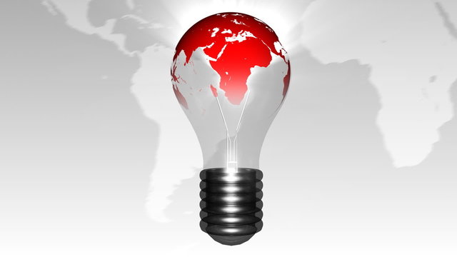 Lightbulb with the planet in it. New world concept