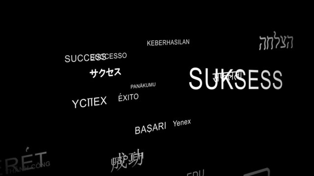 Word SUCCESS spelt in different languages