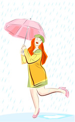 rain and woman