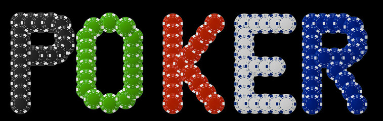 Poker written with poker chips