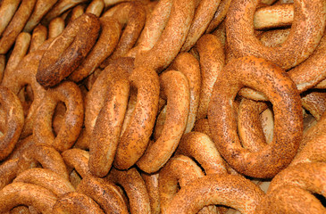 Closeup Bagles With Sesame