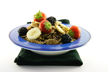Bran Flakes in a Black Bowl