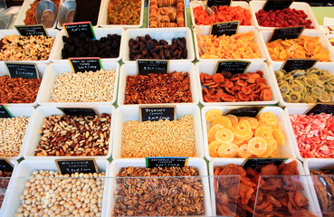 vendor display at the Flower Market in Nice