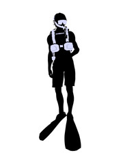 Male Scuba Diver Illustration Silhouette