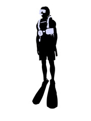 Male Scuba Diver Illustration Silhouette